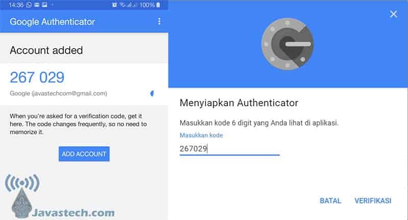 Masukan Kode Otentikasi dari Aplikasi Authenticator