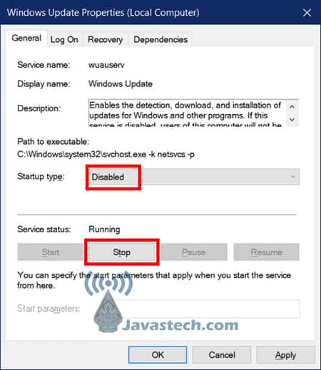 Hentikan Layanan Windows Update