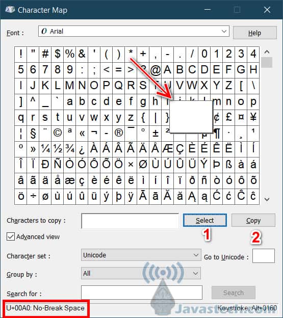 Karakter No Break Space