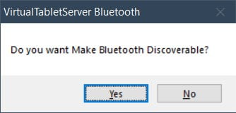 Bluetooth mode VirtualTablet Server