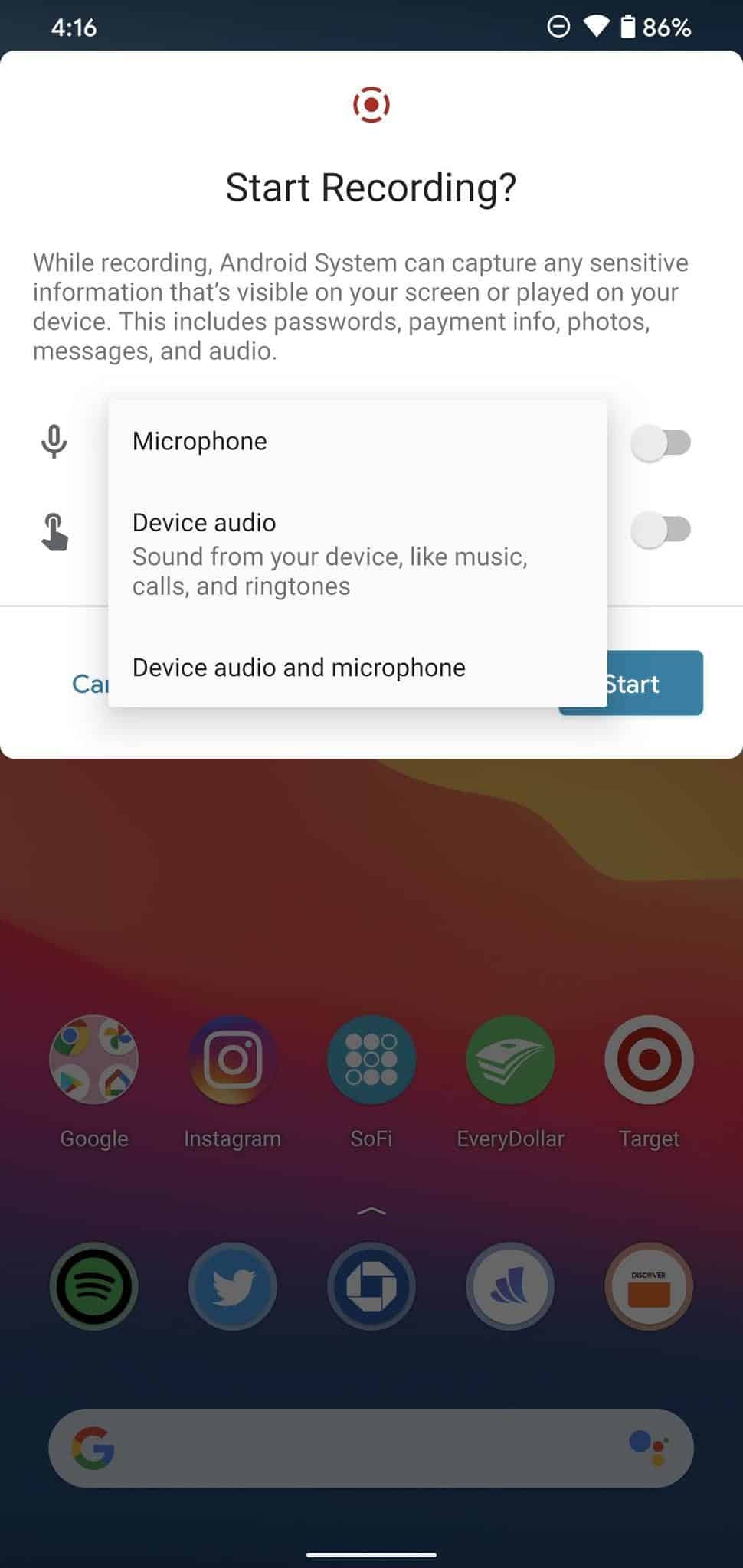 Perekam Layar di Android 11