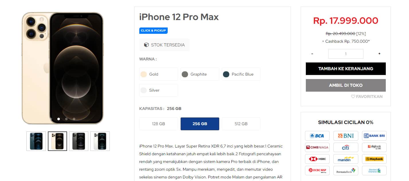 Harga iPhone 12 Pro Max di iBox